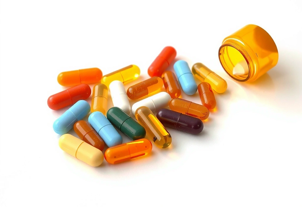 Variedad de suplementos vitamínicos en cápsulas y tabletas